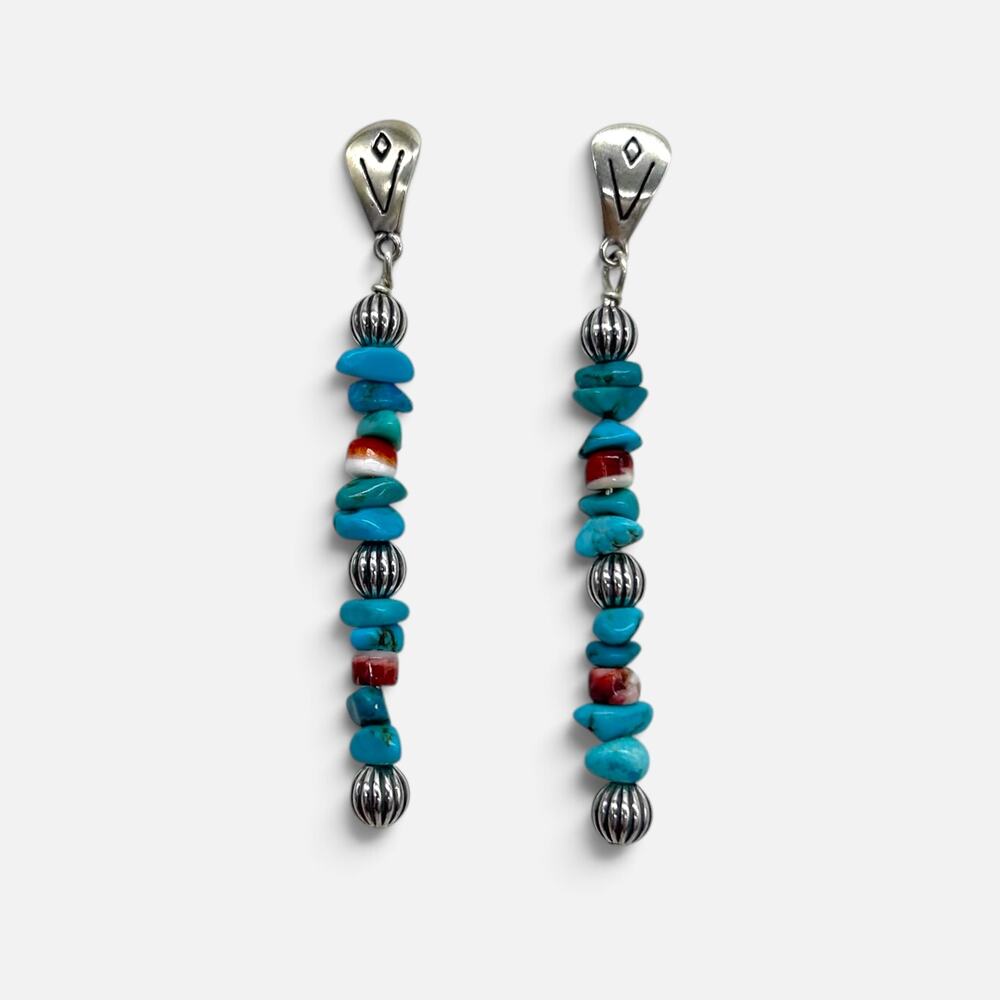 Carolyn Pollack Earrings Relios Sterling Silver 925 Turquoise Dangle Southwest